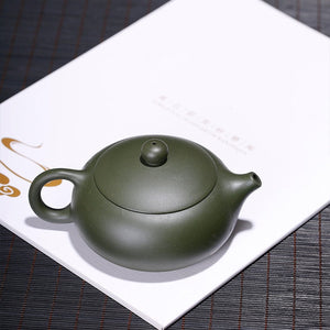 Green Clay Flat Shih Ball Hole Yixing Purply Clay Teapot Chinese Kongfu Tea Pots 180ml acacuss