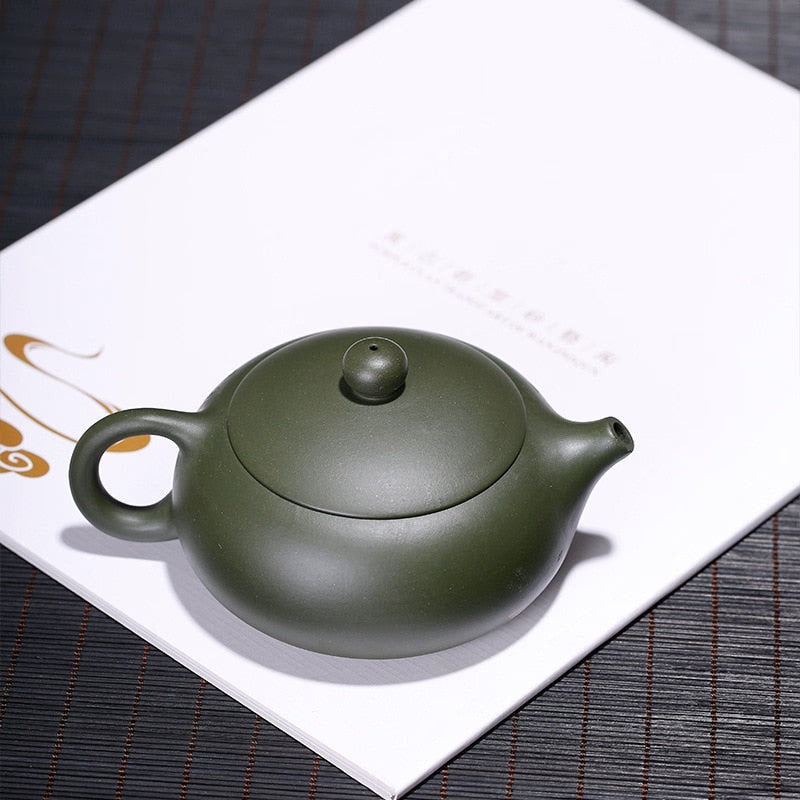Green Clay Flat Shih Ball Hole Yixing Purply Clay Teapot Chinese Kongfu Tea Pots 180ml acacuss