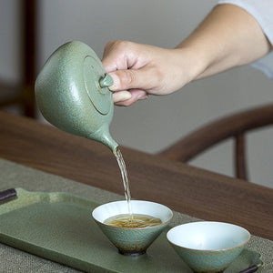 Green ceramic kyusu teapots kettles vintage chinese kung fu tea pot drinkware acacuss
