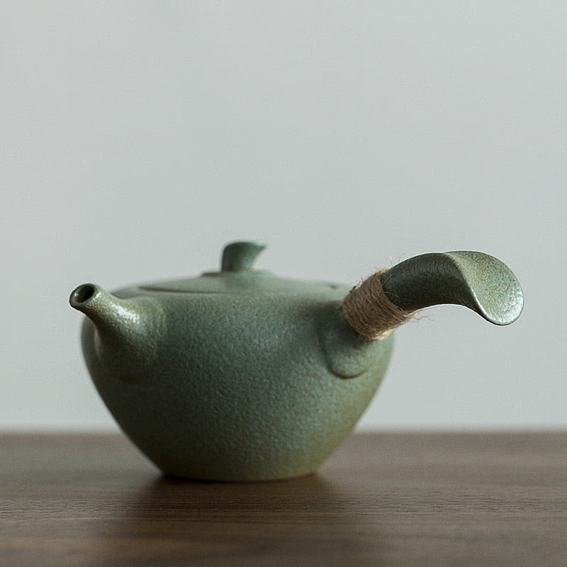 Green ceramic kyusu teapots kettles vintage chinese kung fu tea pot drinkware acacuss