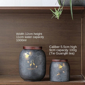 ACACUSS Stoneware Tea Caddy Ceramic Pot | Japanese Ceramic Tea Container Cans Canister | Retro Stoneware| Tea Ceremony Accessories - ACACUSS