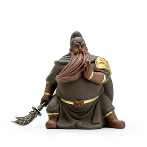 Guan Yu Chinese Historical Figure Characters Guan Gong Purple Clay Sand Ceramic Art Sculpture Home Decor Crafts Gifts Fengshui acacuss