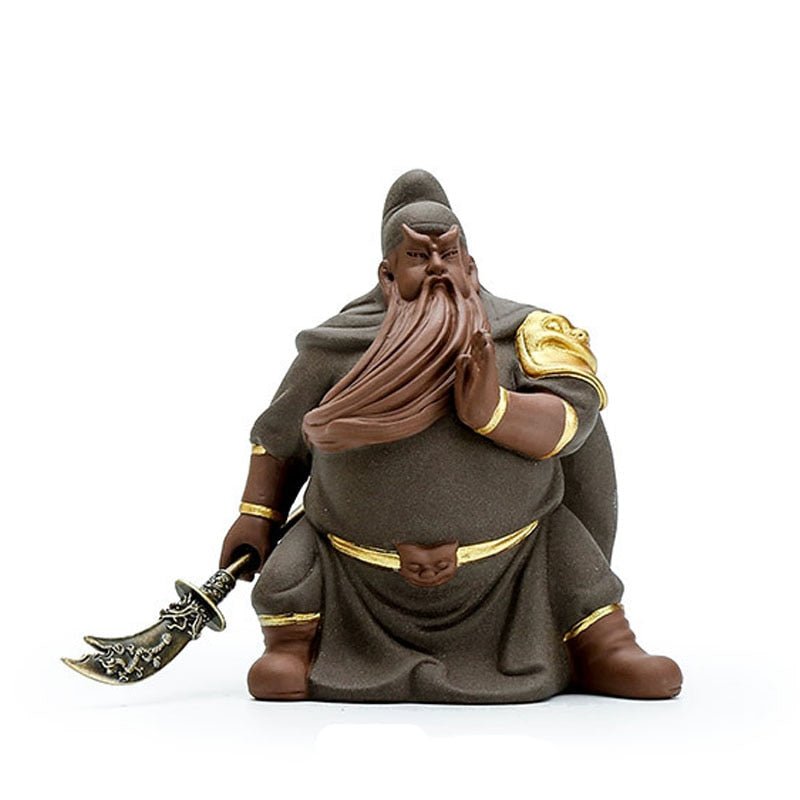 Guan Yu Chinese Historical Figure Characters Guan Gong Purple Clay Sand Ceramic Art Sculpture Home Decor Crafts Gifts Fengshui acacuss