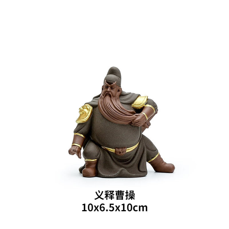 Guan Yu Chinese Historical Figure Characters Guan Gong Purple Clay Sand Ceramic Art Sculpture Home Decor Crafts Gifts Fengshui acacuss