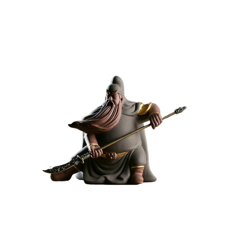 Guan Yu Chinese Historical Figure Characters Guan Gong Purple Clay Sand Ceramic Art Sculpture Home Decor Crafts Gifts Fengshui acacuss