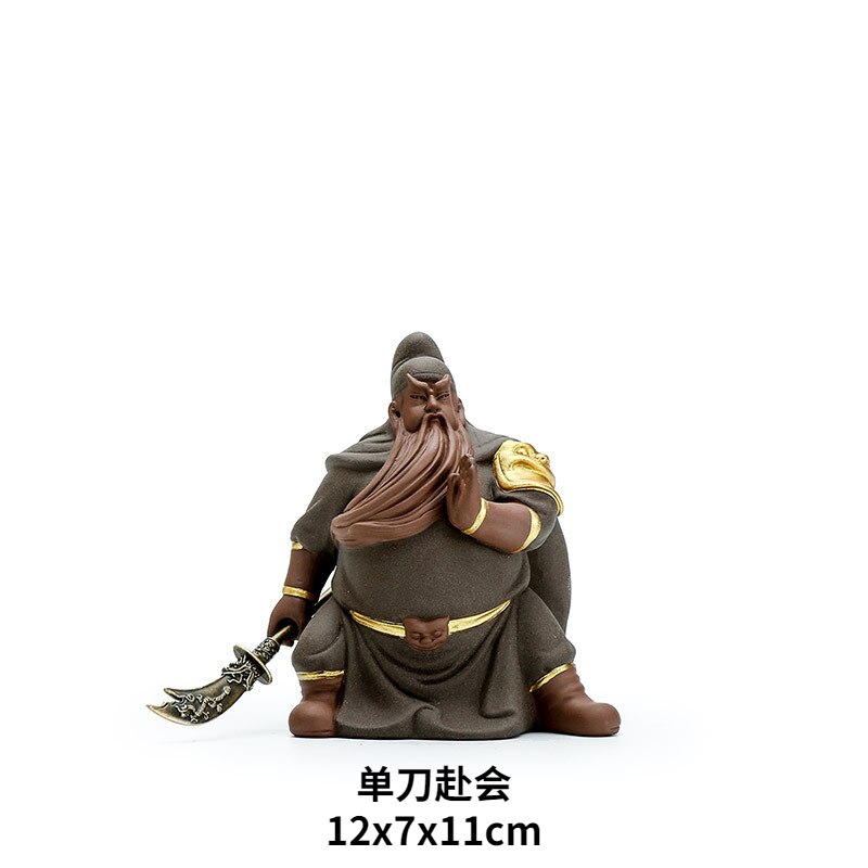 Guan Yu Chinese Historical Figure Characters Guan Gong Purple Clay Sand Ceramic Art Sculpture Home Decor Crafts Gifts Fengshui acacuss