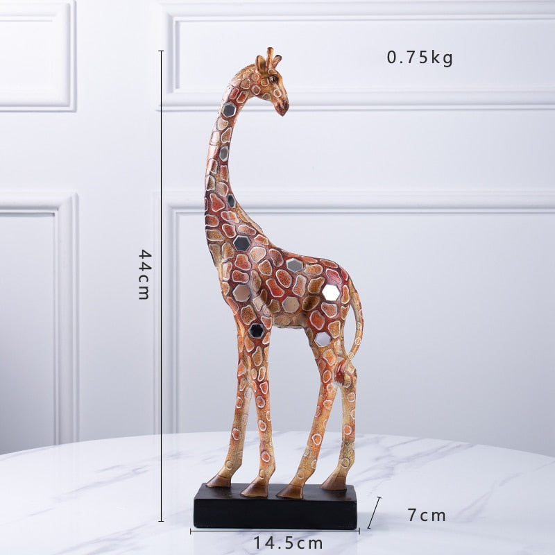 [Mgt] estátua de decoração de modelo animal de girafa, cor retrô, estilo moderno e minimalista, decoração de casa, sala de estar, presentes artesanais