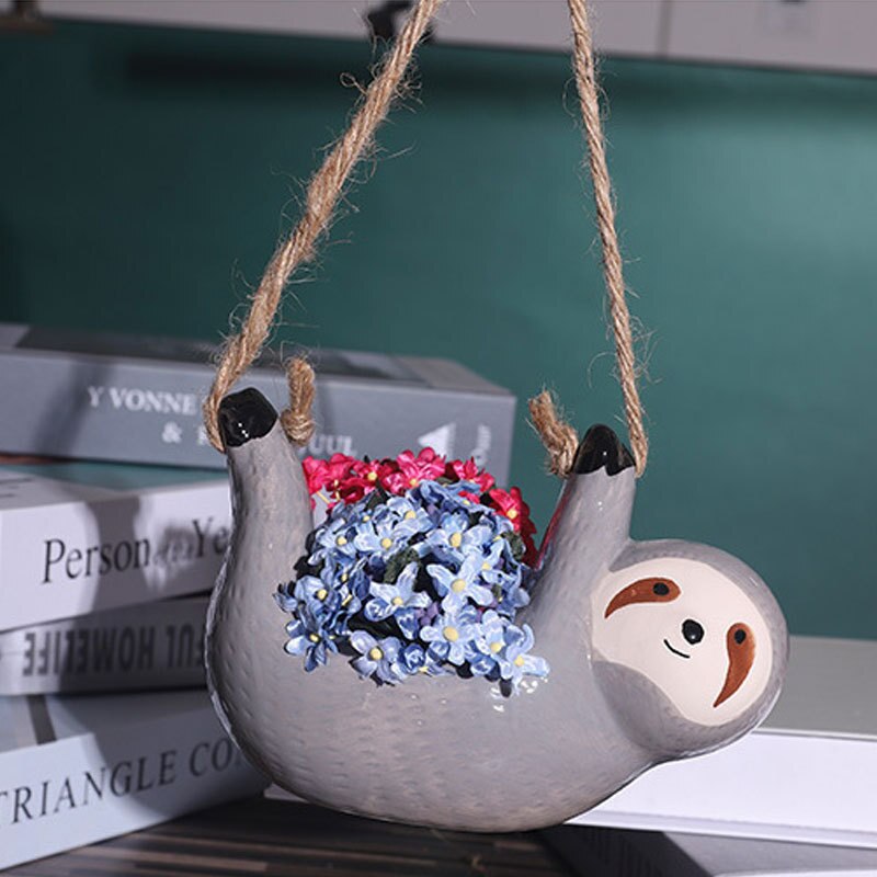 sloth succulent pot Sloth Hanging Succulent Flower Pot Nordic Creative Ceramics Green Radi – acacuss