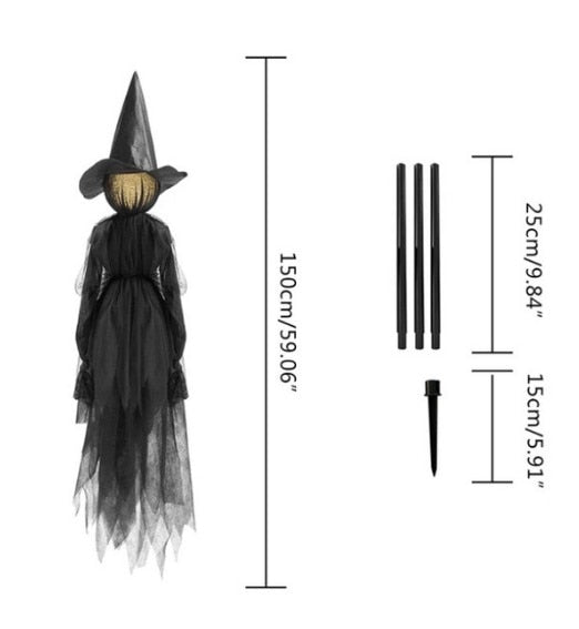Light-Up Witches with Stakes Halloween Decorations Outdoor Holding Hands Screaming Witches Sound Activated Sensor Decor Dropship