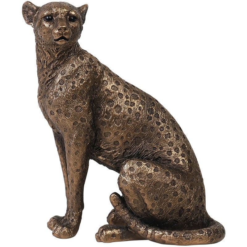تمثال راتنج راتنج النمر النموذج الإفريقي النحت المنزلي مكتب المكتب ديكور سطح المكتب CHEETAH