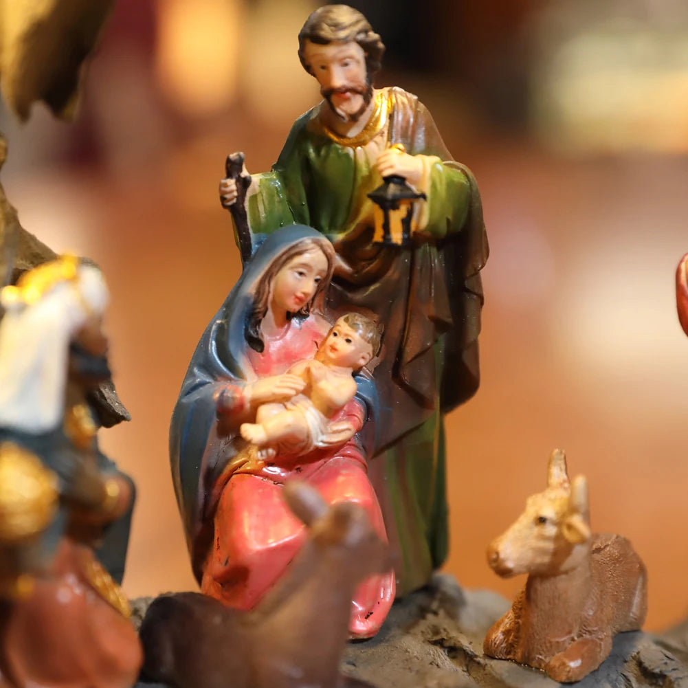 Zayton Nativity Scene Set Holy Family Figurine Home Decor Christ Jesus Statues Mary Joseph Miniature Sculpture Christmas Gift
