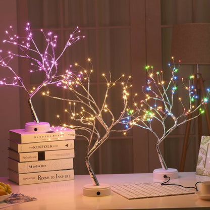LED Nachtlicht Mini Weihnachtsbaum Kupferdraht Girlande Lampe für Kinder Zuhause Schlafzimmer Dekoration Dekor Fee Licht Urlaub Beleuchtung 