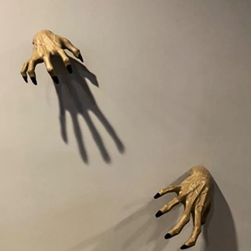 HOT Horrible Statue Ornament Simulation Witch Hand Decoration Wall Mounted Resin Craft for Home Halloween