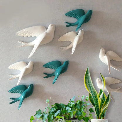 Wall Decor Swallow Home Decor Living Room Bedroom 3d Wall Stickers Decorations Ornaments Resin Bird Figurine Statue On Wall