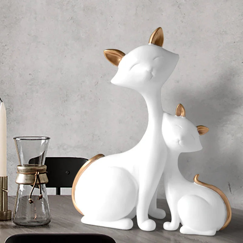 Resin Cat Figurines Miniatures Decorative Animals desktop gift cat sta –  acacuss