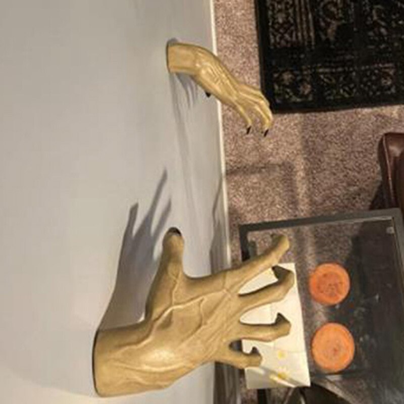 HOT Horrible Statue Ornament Simulation Witch Hand Decoration Wall Mounted Resin Craft for Home Halloween acacuss