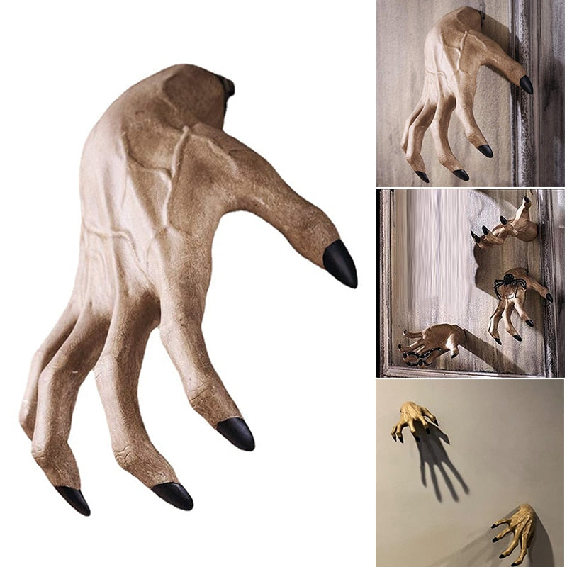 HOT Horrible Statue Ornament Simulation Witch Hand Decoration Wall Mounted Resin Craft for Home Halloween acacuss