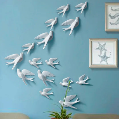 Wall Decor Swallow Home Decor Living Room Bedroom 3d Wall Stickers Decorations Ornaments Resin Bird Figurine Statue On Wall
