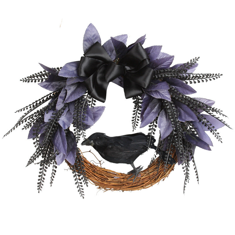 Halloween Bowknot Crow Garland Door Hanging acacuss