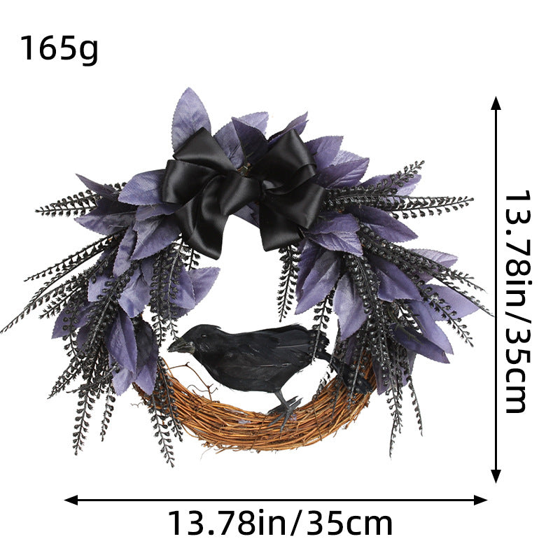 Halloween Bowknot Crow Garland Door Hanging acacuss
