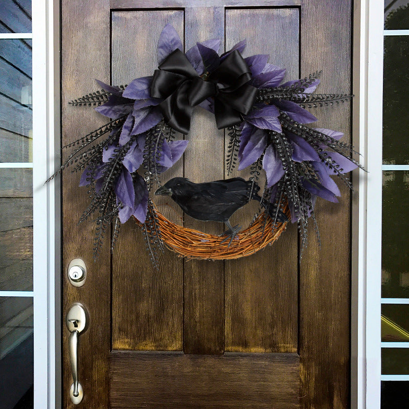 Halloween Bowknot Crow Garland Door Hanging acacuss