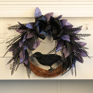 Halloween Bowknot Crow Garland Door Hanging acacuss