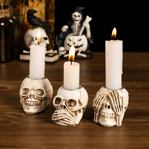 Halloween Candle Holder Skull Resin Ornament Ghost Festival Desktop Porch Decoration Gift Home Decor acacuss