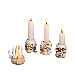 Halloween Candle Holder Skull Resin Ornament Ghost Festival Desktop Porch Decoration Gift Home Decor acacuss