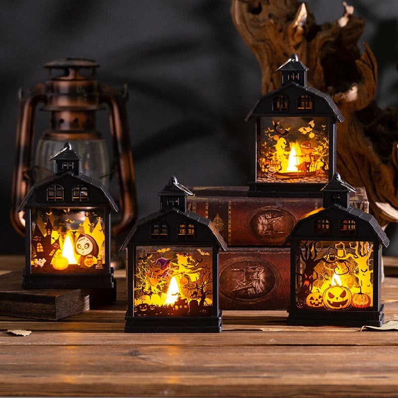 Halloween Candle LED Lamp Terror Pumpkin Witch Skull Lantern For Halloween Home Party Decoration Prop acacuss