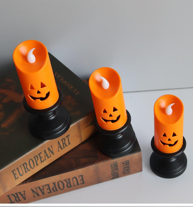 Halloween Candle Light LED Colorful Candlestick Table Top Decoration Pumpkin Party Happy Halloween Party Decor For Home 2024 acacuss