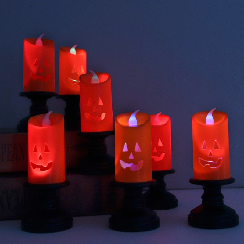 Halloween Candle Light LED Colorful Candlestick Table Top Decoration Pumpkin Party Happy Halloween Party Decor For Home 2024 acacuss