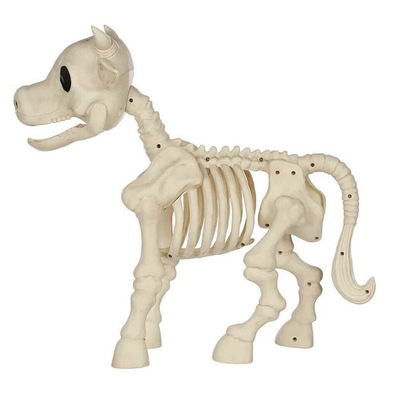 2023 Halloween Cow Horse Skeleton Tricky Graveyard Resin Cow Skull Skeleton Spooky Halloween Horror Cow Bones Skeleton Decor acacuss