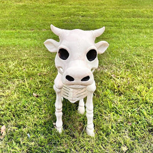 2023 Halloween Cow Horse Skeleton Tricky Graveyard Resin Cow Skull Skeleton Spooky Halloween Horror Cow Bones Skeleton Decor acacuss