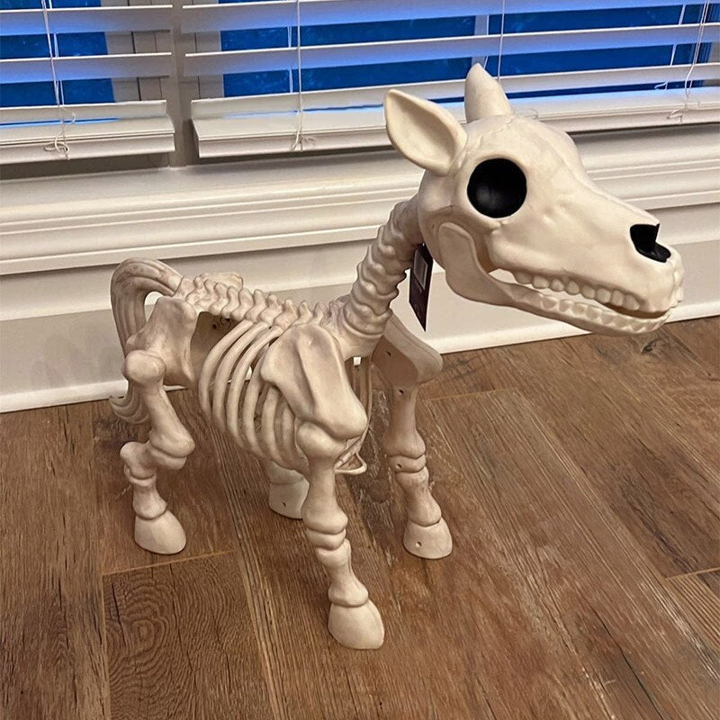 2023 Halloween Cow Horse Skeleton Tricky Graveyard Resin Cow Skull Skeleton Spooky Halloween Horror Cow Bones Skeleton Decor acacuss