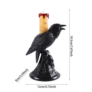Halloween Crow Candle Light LED Resin Candlestick Lamp Horror Halloween Party Props Raven Candle Light Gothic Decoration acacuss