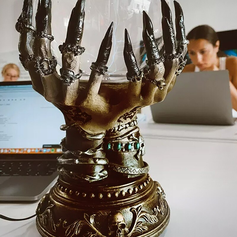 2022 Halloween Crystal Ball Creative Luminous Luxury Celestial Magic Skull Finger Plasma Ball Ghost Home Decoration acacuss