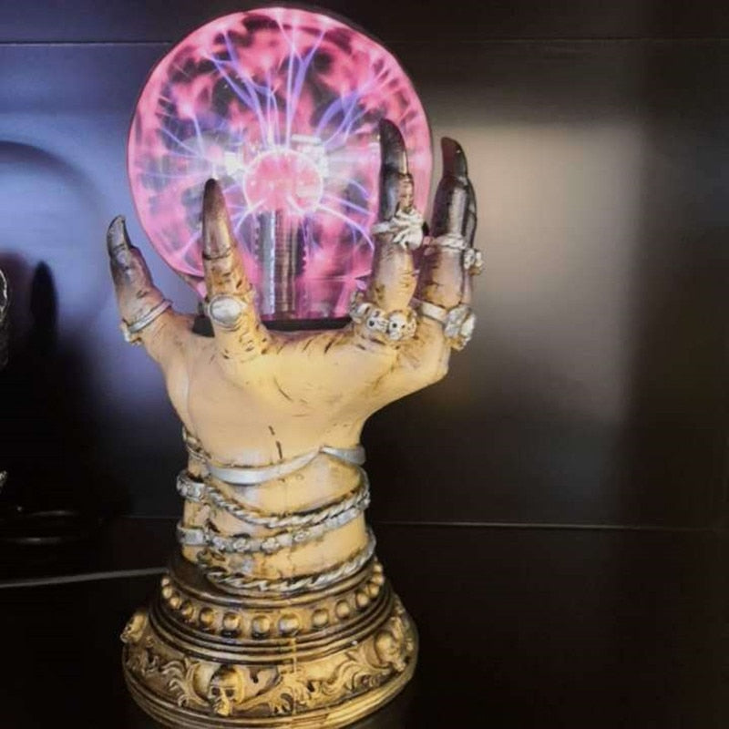 2022 Halloween Crystal Ball Creative Luminous Luxury Celestial Magic Skull Finger Plasma Ball Ghost Home Decoration acacuss