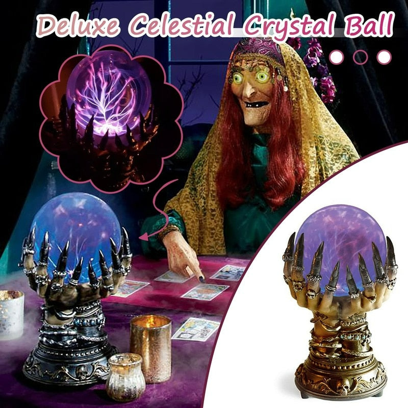 2022 Halloween Crystal Ball Creative Luminous Luxury Celestial Magic Skull Finger Plasma Ball Ghost Home Decoration acacuss