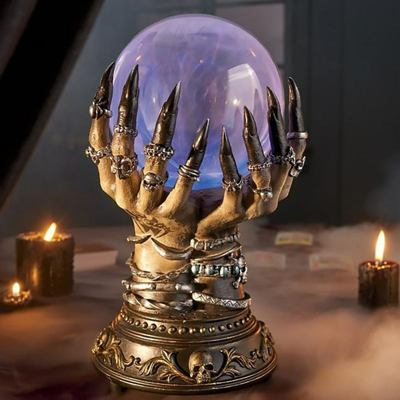 2022 Halloween Crystal Ball Creative Luminous Luxury Celestial Magic Skull Finger Plasma Ball Ghost Home Decoration acacuss