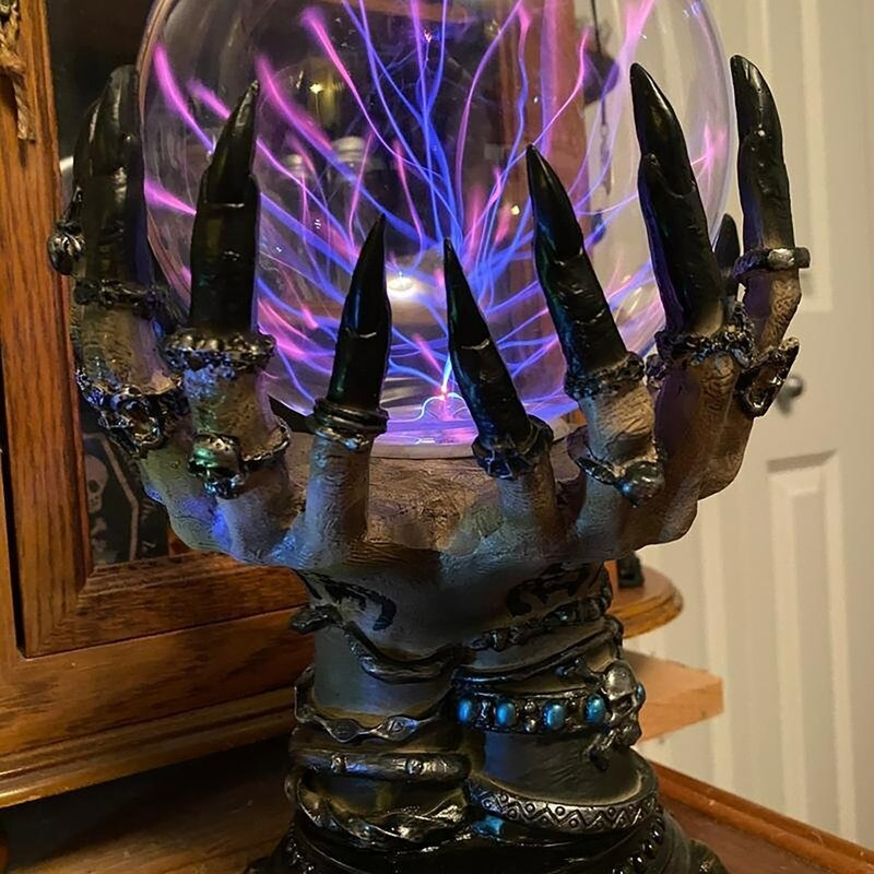 2022 Halloween Crystal Ball Creative Luminous Luxury Celestial Magic Skull Finger Plasma Ball Ghost Home Decoration acacuss