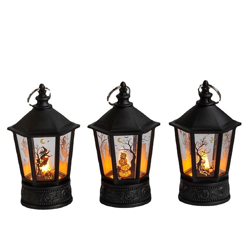 Halloween Decoration LED Electronic Candle Light Retro Pumpkin Witch Night Light LED Lantern Lamp Haloween Party Decor Supplies acacuss