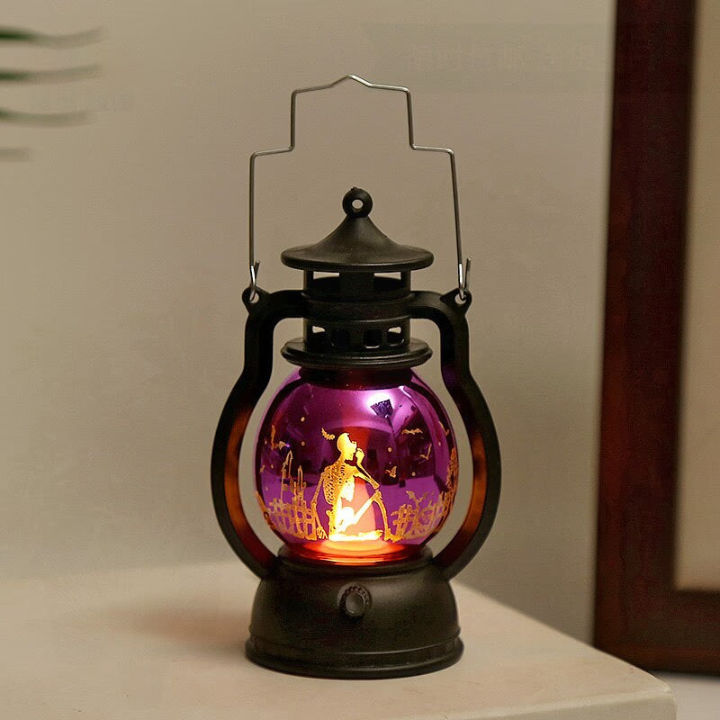 Halloween Decoration LED Electronic Candle Light Retro Pumpkin Witch Night Light LED Lantern Lamp Haloween Party Decor Supplies acacuss