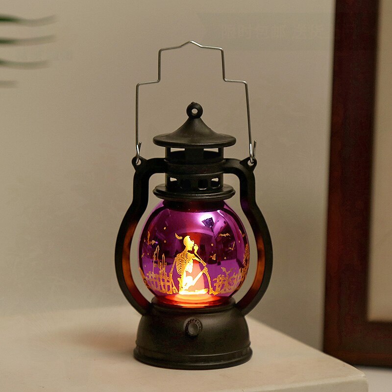 Halloween Decoration LED Electronic Candle Light Retro Pumpkin Witch Night Light LED Lantern Lamp Haloween Party Decor Supplies acacuss