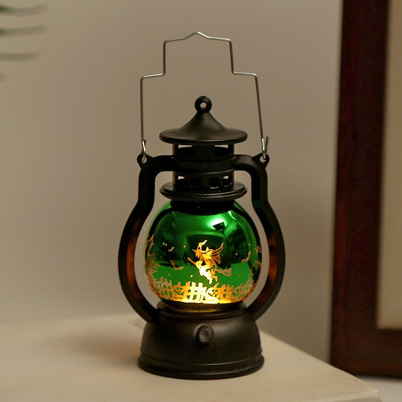 Halloween Decoration LED Electronic Candle Light Retro Pumpkin Witch Night Light LED Lantern Lamp Haloween Party Decor Supplies acacuss