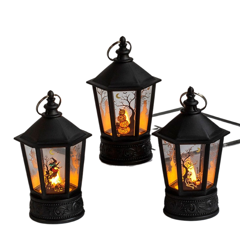 Halloween Decoration LED Electronic Candle Light Retro Pumpkin Witch Night Light LED Lantern Lamp Haloween Party Decor Supplies acacuss