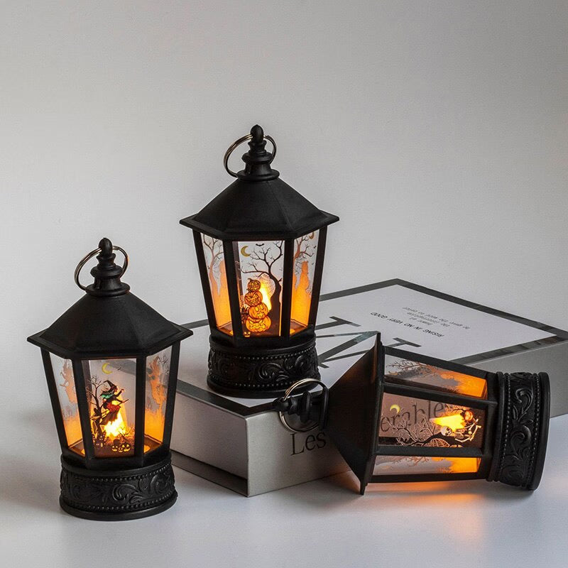 Halloween Decoration LED Electronic Candle Light Retro Pumpkin Witch Night Light LED Lantern Lamp Haloween Party Decor Supplies acacuss