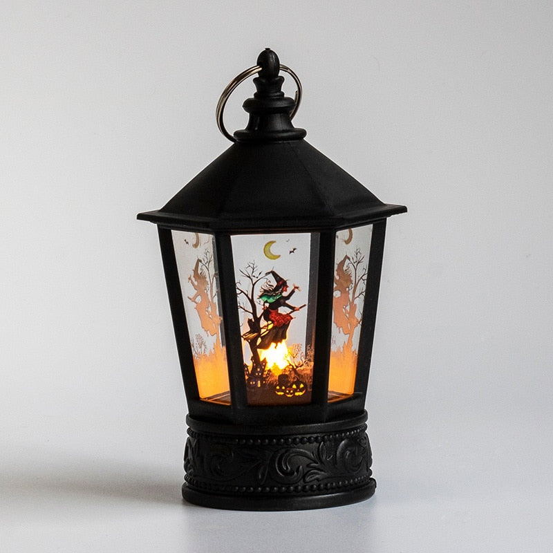 Halloween Decoration LED Electronic Candle Light Retro Pumpkin Witch Night Light LED Lantern Lamp Haloween Party Decor Supplies acacuss