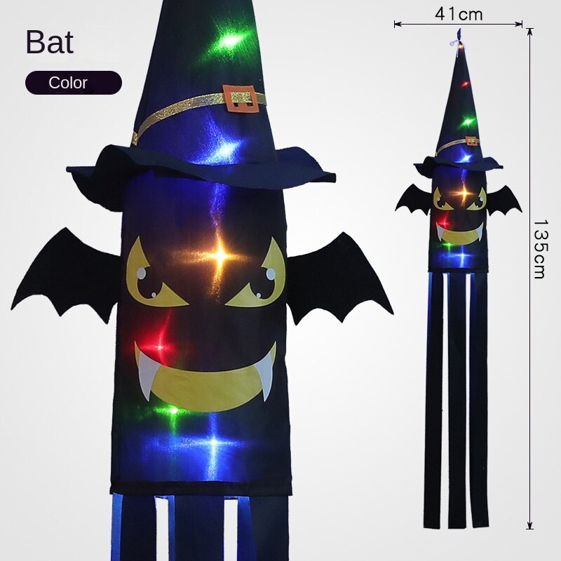2023 Halloween Decoration LED Flashing Light Hanging Skull Horror Pumpkin Bat Home Haunted House Bar Halloween Party Decor acacuss