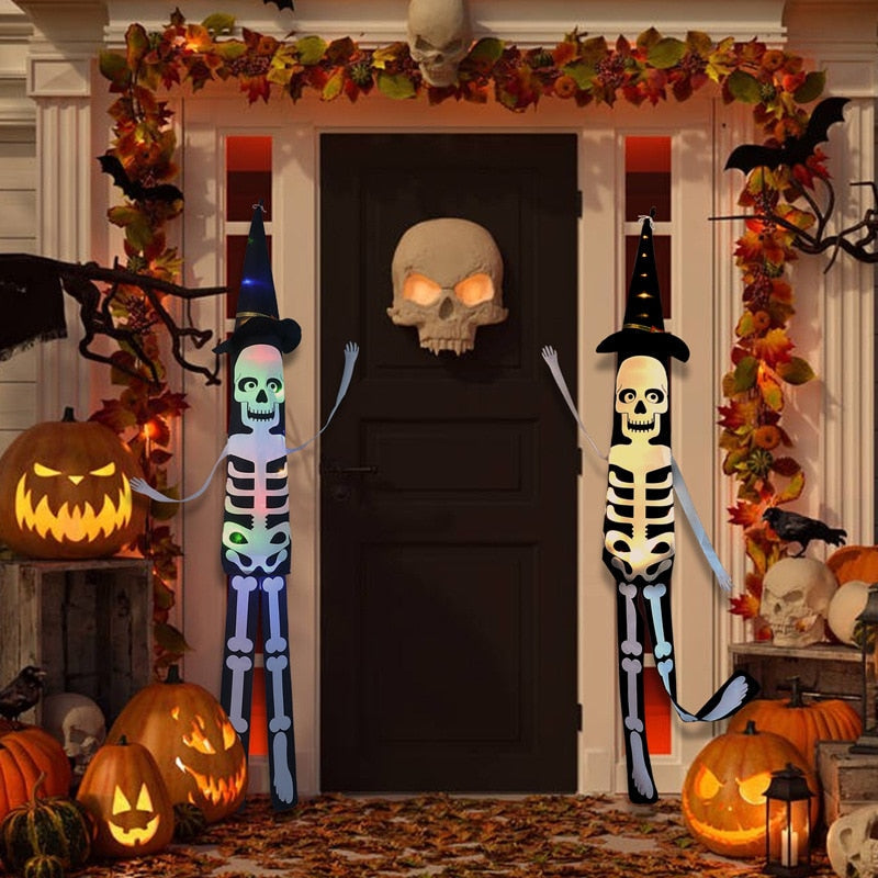 2023 Halloween Decoration LED Flashing Light Hanging Skull Horror Pumpkin Bat Home Haunted House Bar Halloween Party Decor acacuss