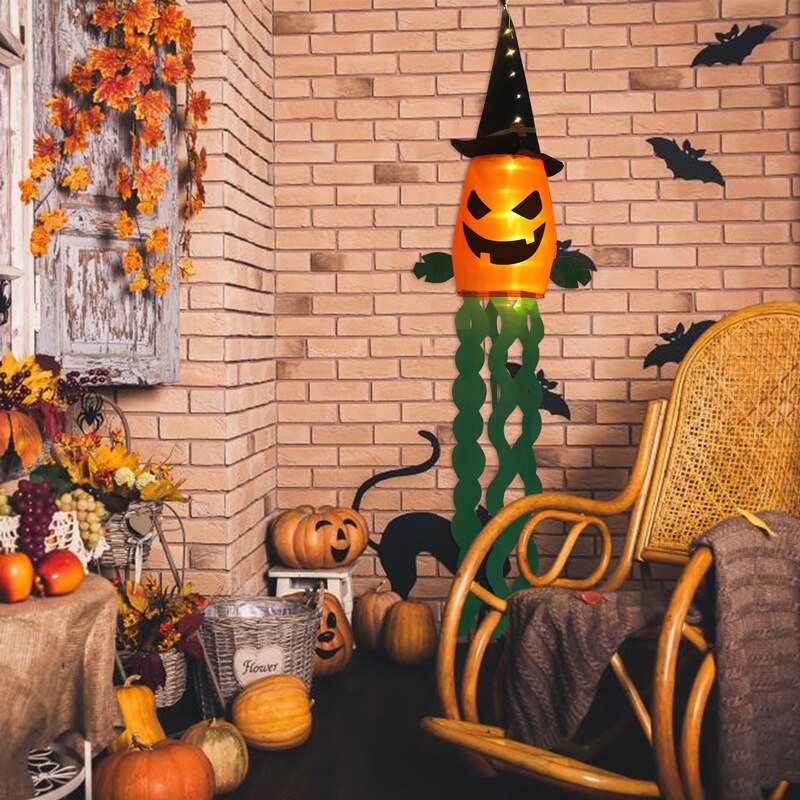 2023 Halloween Decoration LED Flashing Light Hanging Skull Horror Pumpkin Bat Home Haunted House Bar Halloween Party Decor acacuss